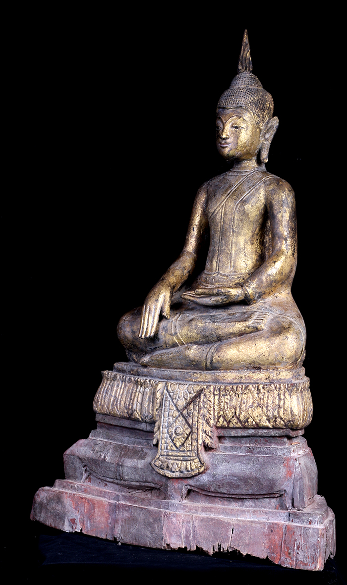 Extremely Rare 18C Wood Thai Ayuttaya Buddha #OF-150